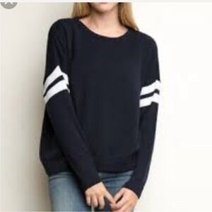 Navy Brandy Melville Veena Stripe Sleeve Sweater